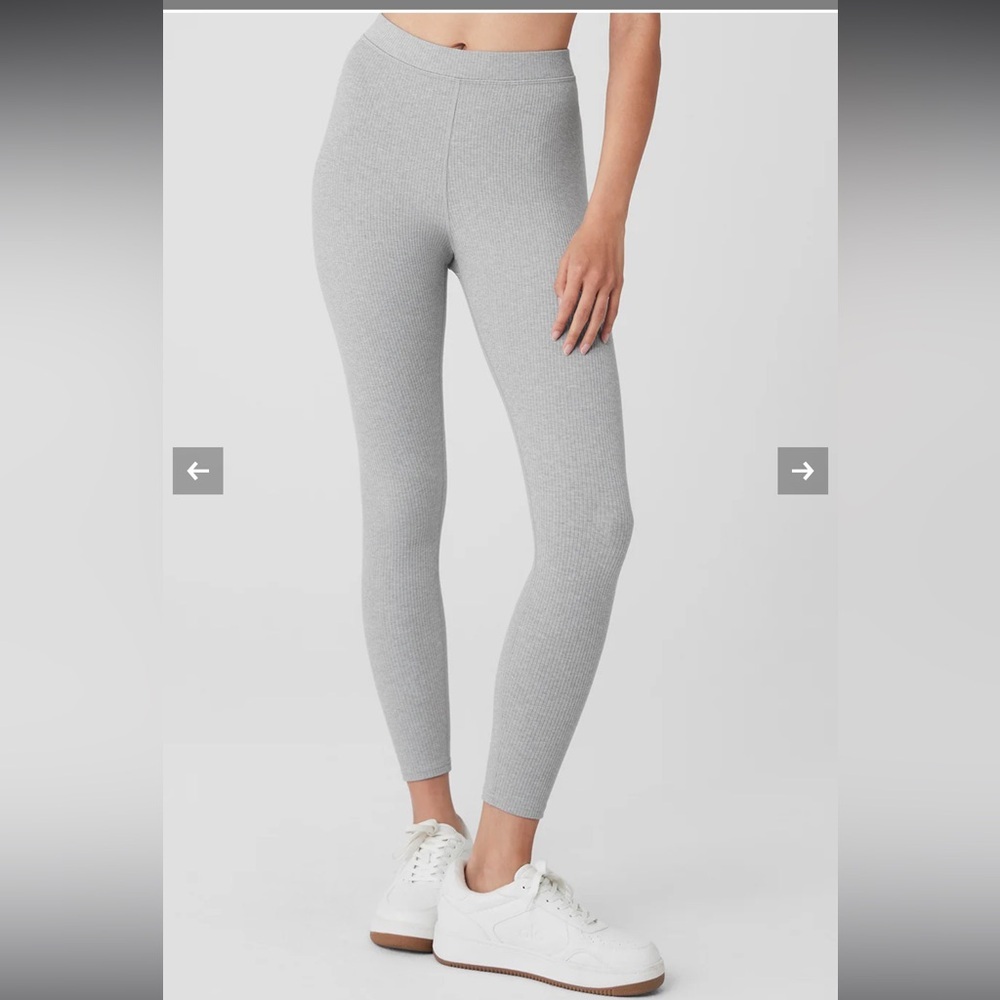 ALO Women’s Gray Ribbed High-Waist 7/8 Blissful Legging Sz XS